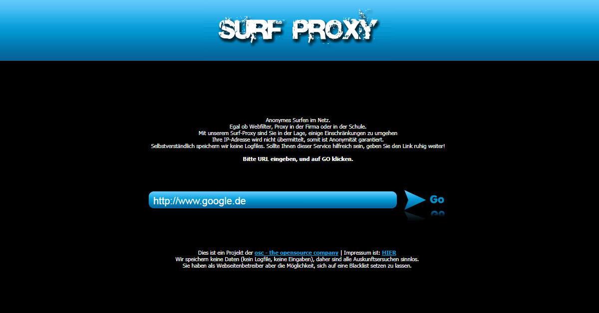 surf-proxy.de - ein Projekt der open source company