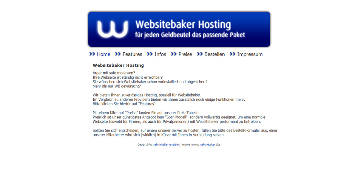 WebsiteBaker Hosting - geeignet für den kleinen Geldbeutel